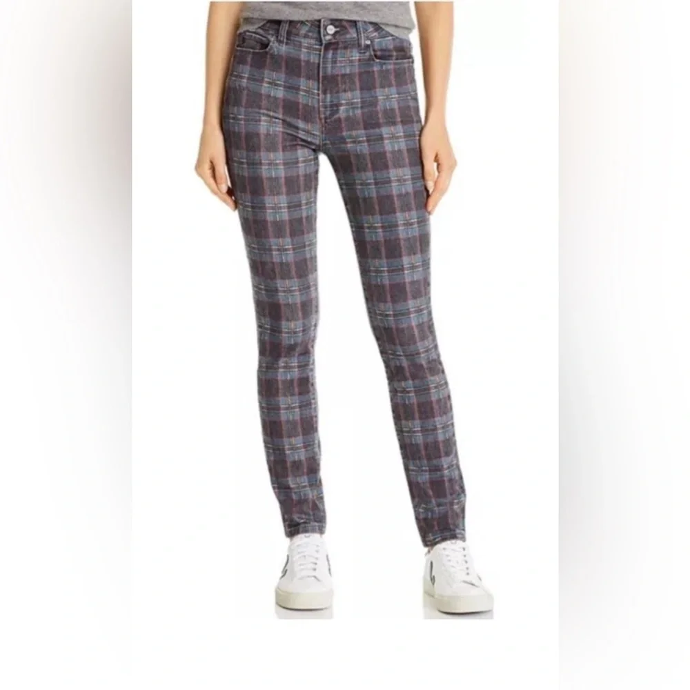 Paige Women’s 27 Denim Plaid Skinny Cotton Elastine Pockets Hoxton Ankle - Picture 2 of 9